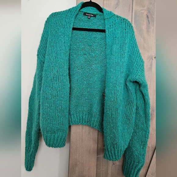STRUT & BOLT Green Wool blend slouchy cardigan. Size M - Picture 2 of 11